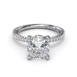 18K White Gold Diamond Collar Semi-Mount Engagement Ring