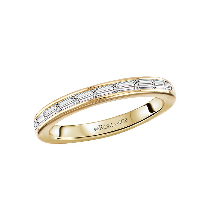 14K Yellow Gold Baguette Diamond Wedding Band