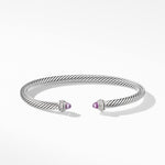 Classic Cable Bracelet in Sterling Silver with Amethyst and Diamonds, 4mm
