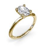 Two-Toned Solitaire Knife-Edge Diamond Semi-Mount Engagement Ring