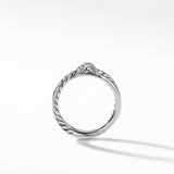Petite X Ring in Sterling Silver with Diamonds, 4mm