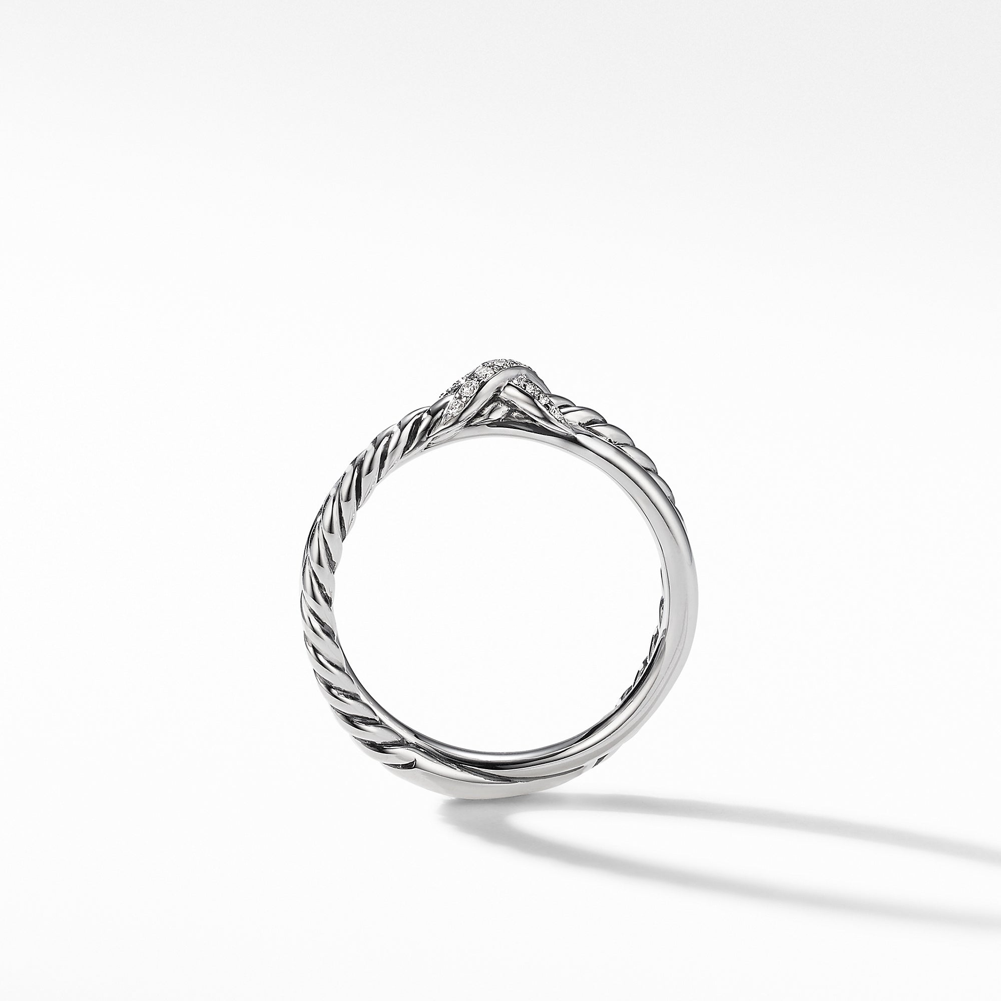 Petite X Ring in Sterling Silver with Diamonds, 4mm
