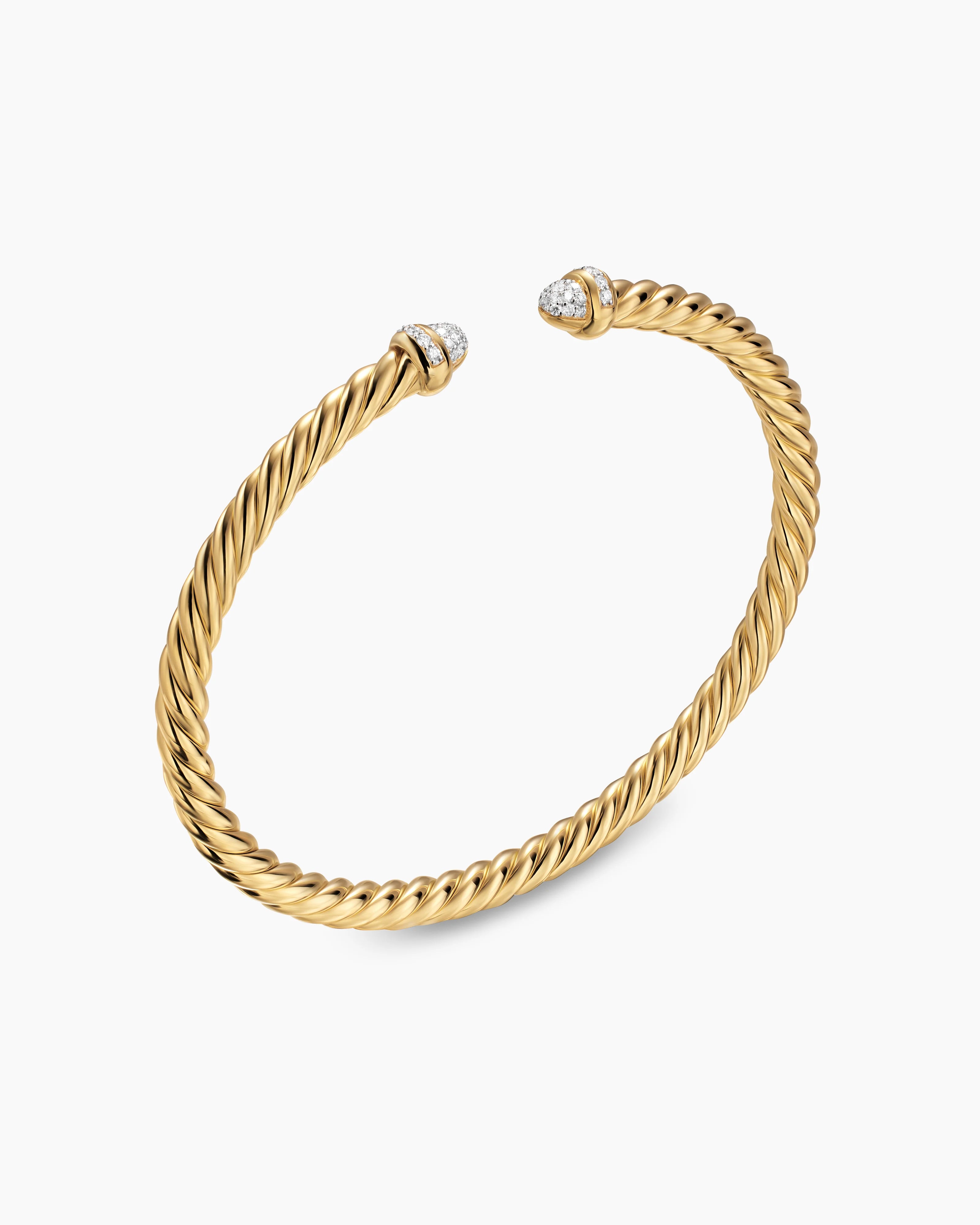 CABLESPIRA® FLEX BRACELET 18K Yellow Gold with Pavé Diamond Domes, 4mm