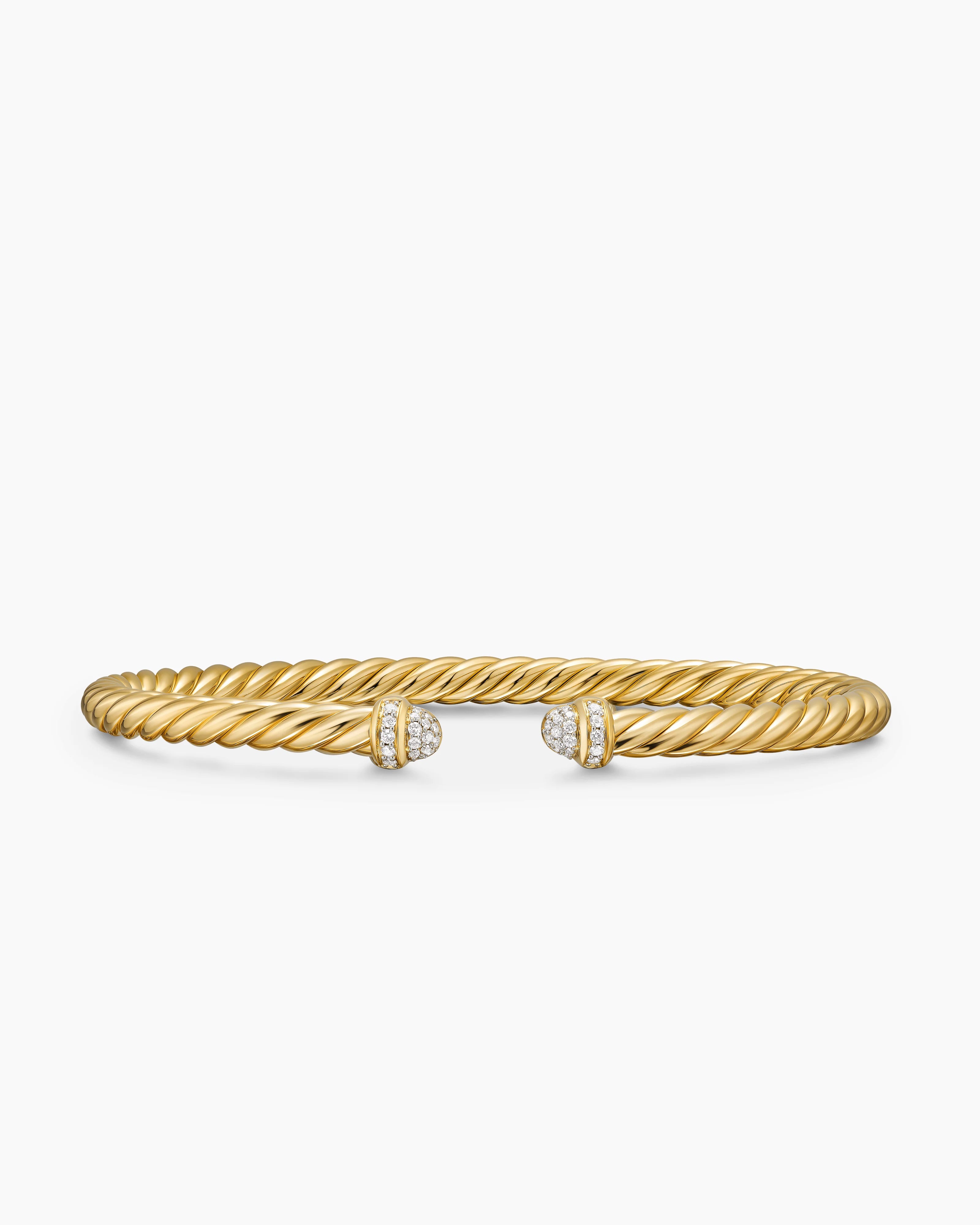 CABLESPIRA® FLEX BRACELET 18K Yellow Gold with Pavé Diamond Domes, 4mm