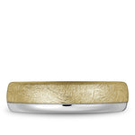 Men’s 6mm Diamond-Brushed Yellow Gold Wedding Band with White Gold Polished Edges – 14K Two-Tone