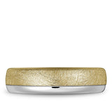 Men’s 6mm Diamond-Brushed Yellow Gold Wedding Band with White Gold Polished Edges – 14K Two-Tone