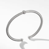 Classic Cable Station Bracelet in Sterling Silver with Diamonds, 4mm