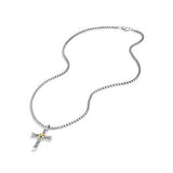 Cable Cross Pendant in Sterling Silver with 18K Yellow Gold, 35mm
