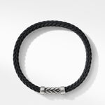 Chevron Bracelet  in Black Rubber with Sterling Silver, 6mm
