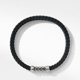 Chevron Bracelet in Black Rubber with Sterling Silver, 6mm