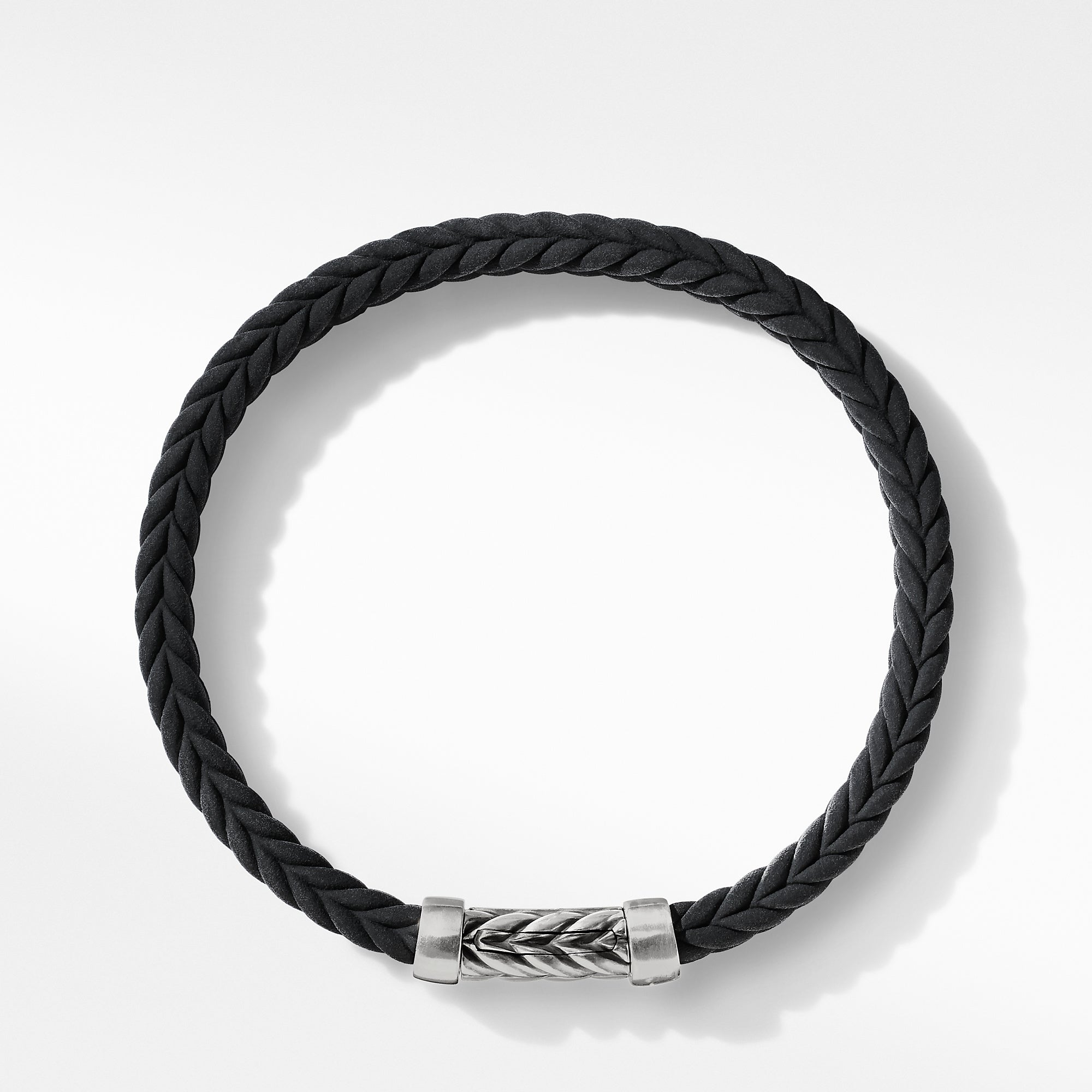 Chevron Bracelet in Black Rubber with Sterling Silver, 6mm