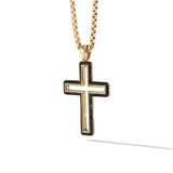 Forged Carbon Cross Pendant in 18K Yellow Gold, 37mm