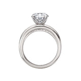 14K White Gold Three-Row Band Semi-Mount Diamond Engagement Ring