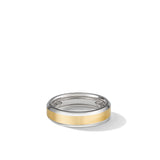 Beveled Band Ring in 18K White and Yellow Gold, 6mm