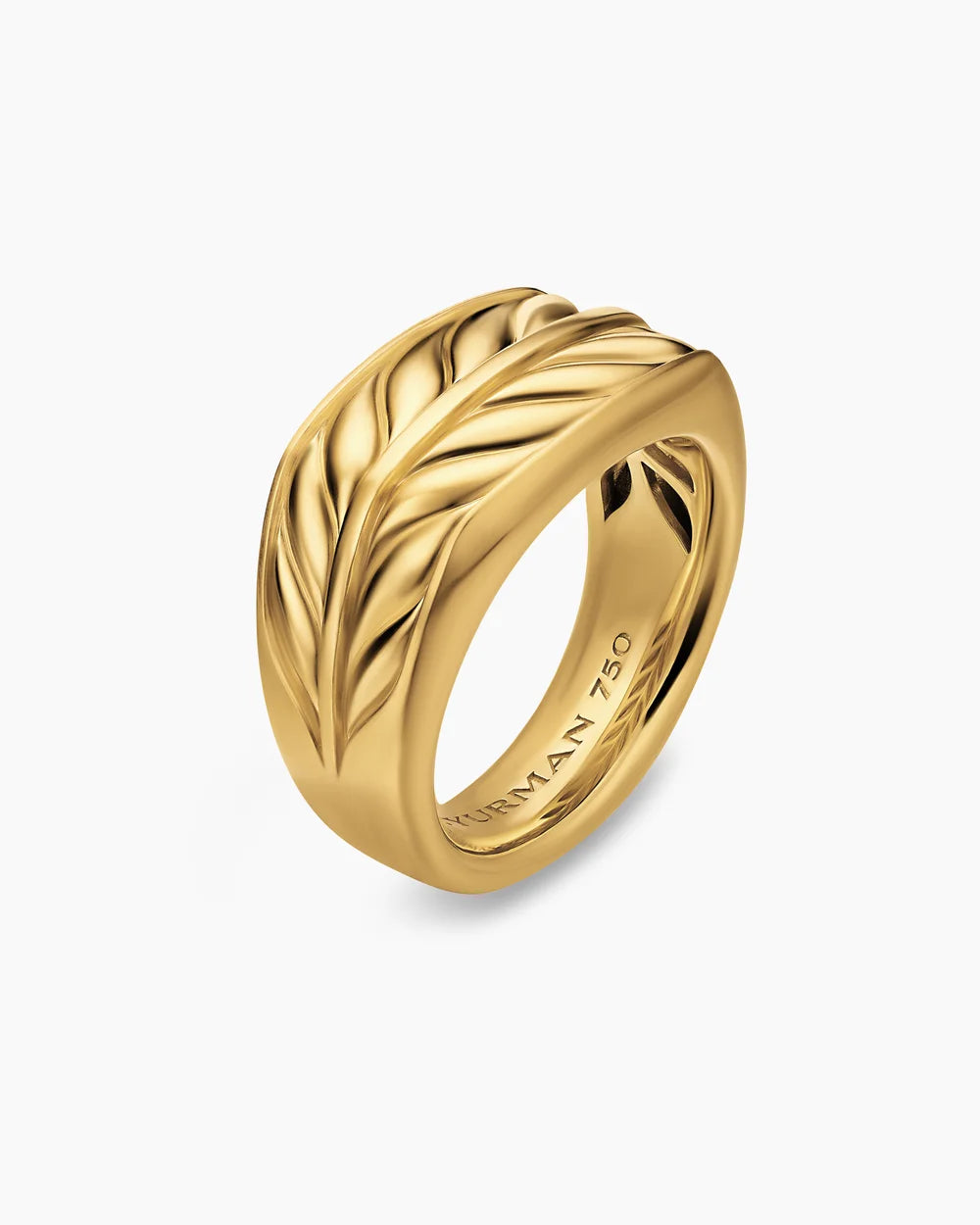 CHEVRON THREE SIDED SIGNET RING 18K Yellow Gold, 12.5mm