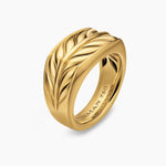 CHEVRON THREE SIDED SIGNET RING 18K Yellow Gold, 12.5mm
