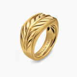 CHEVRON THREE SIDED SIGNET RING 18K Yellow Gold, 12.5mm