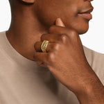 CHEVRON THREE SIDED SIGNET RING 18K Yellow Gold, 12.5mm