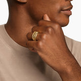 CHEVRON THREE SIDED SIGNET RING 18K Yellow Gold, 12.5mm