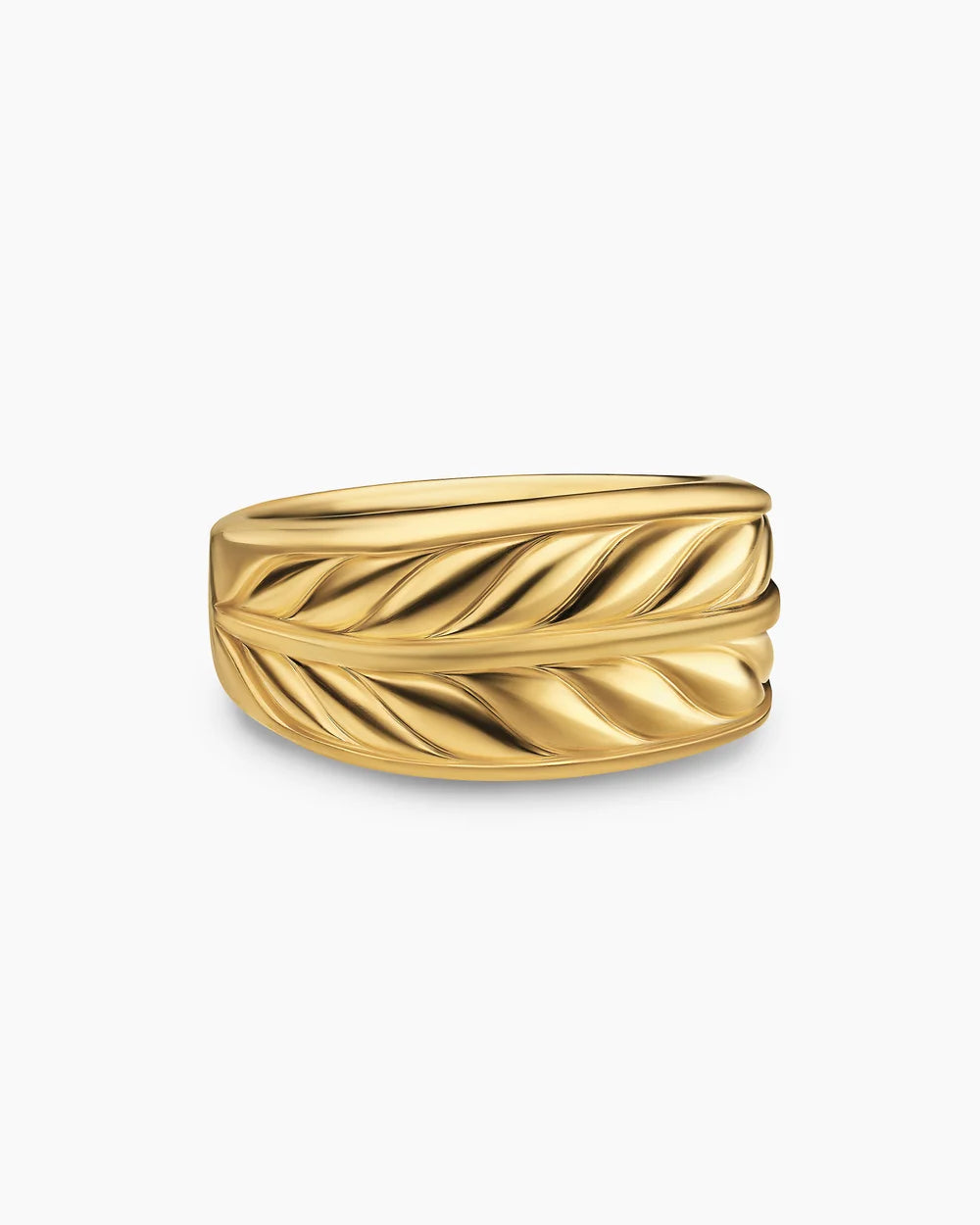CHEVRON THREE SIDED SIGNET RING 18K Yellow Gold, 12.5mm