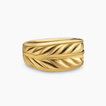 CHEVRON THREE SIDED SIGNET RING 18K Yellow Gold, 12.5mm