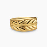 CHEVRON THREE SIDED SIGNET RING 18K Yellow Gold, 12.5mm