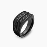 CHEVRON THREE SIDED SIGNET RING Black Titanium, 12.5mm