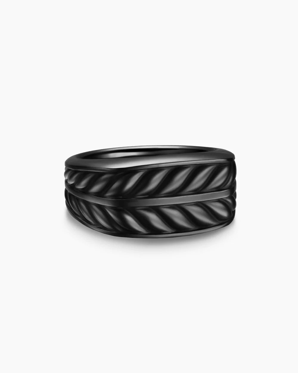 CHEVRON THREE SIDED SIGNET RING Black Titanium, 12.5mm