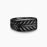 CHEVRON THREE SIDED SIGNET RING Black Titanium, 12.5mm