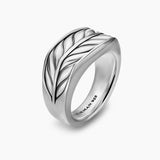 CHEVRON THREE SIDED SIGNET RING Sterling Silver, 12.5mm