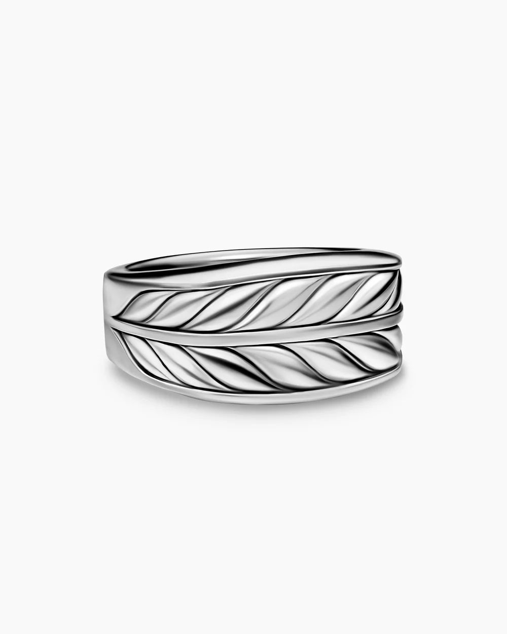 CHEVRON THREE SIDED SIGNET RING Sterling Silver, 12.5mm