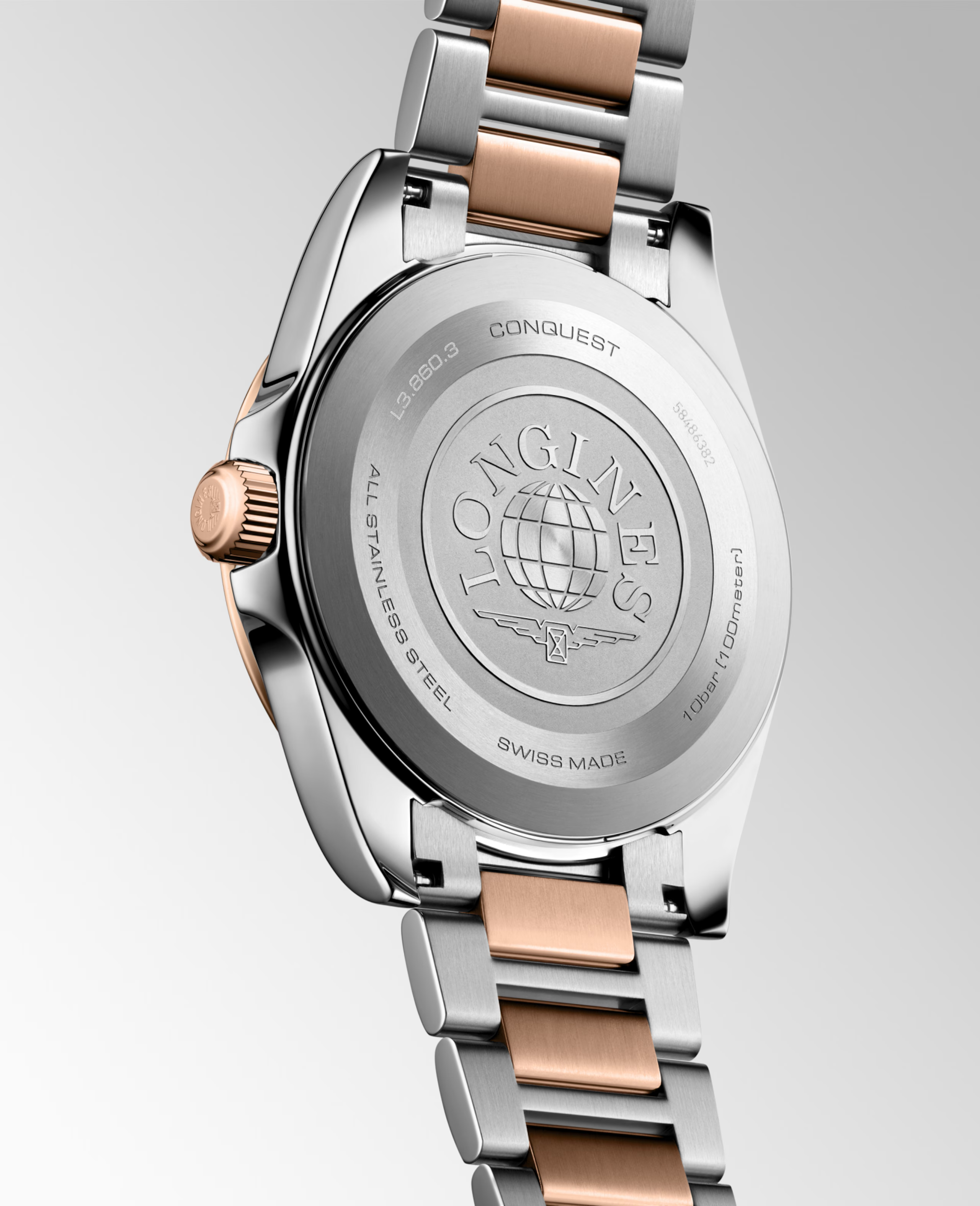 CONQUEST- L3.860.3.98.7 Quartz watch, Ø 41.00 mm, Stainless steel and red PVD coating