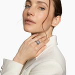 CROSSOVER FIVE ROW RING Sterling Silver with Diamonds, 17.5mm