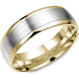 CrownRing Men’s 7mm Two-Tone Wedding Band in 14K White & Yellow Gold