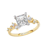 14K Yellow Gold Princess Cut Semi-Mount Diamond Engagement Ring