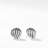 Sculpted Cable Stud Earrings in Sterling Silver, 14mm