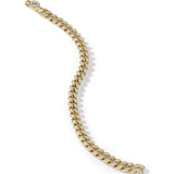 Curb Chain Bracelet in 18K Yellow Gold with Diamonds, 7mm