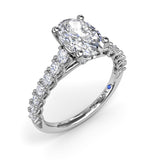 18K White Gold Trellis Set Oval Diamond Semi-Mount Engagement Ring