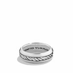 Cable Inset Band Ring in Sterling Silver, 8mm