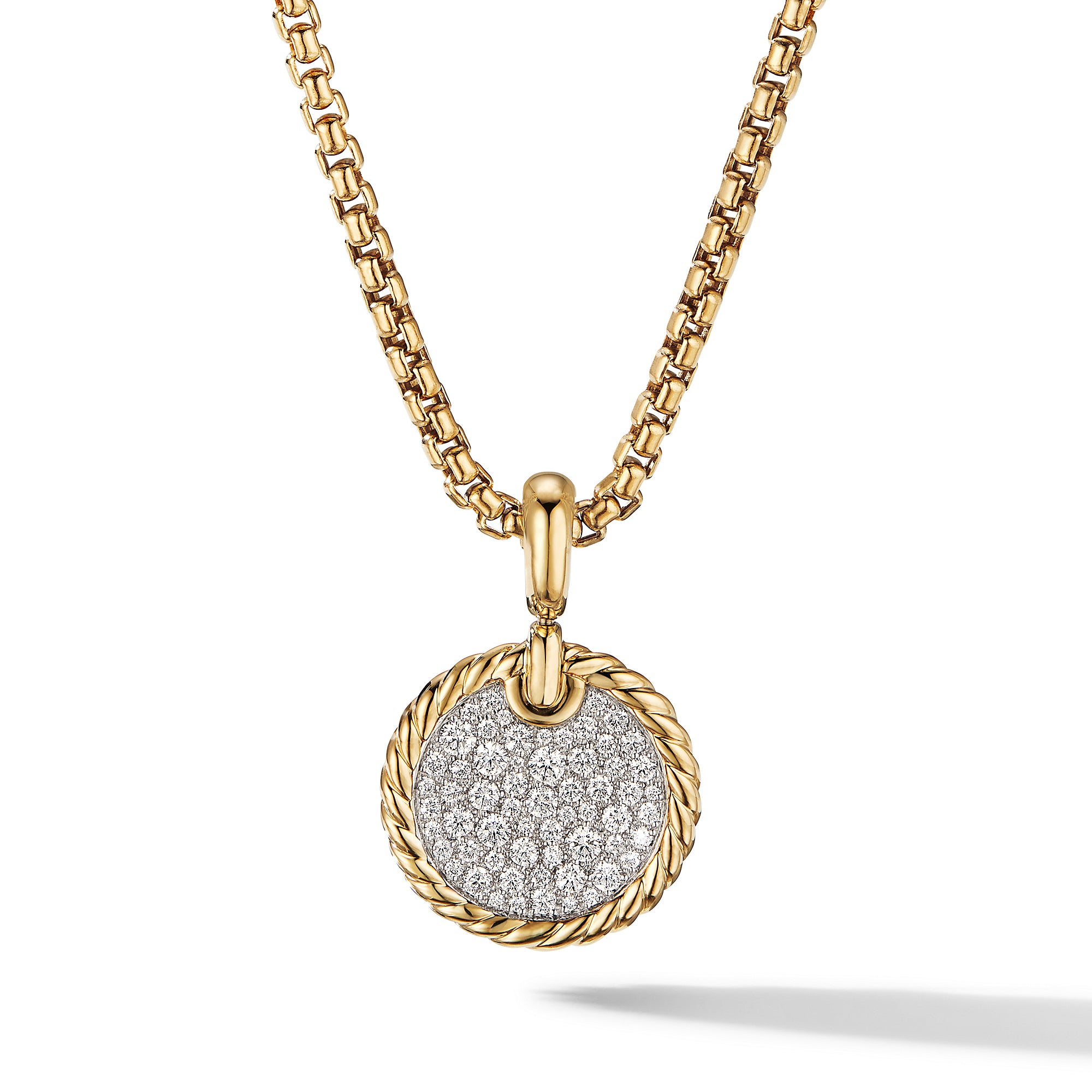 DY Elements® Disc Pendant in 18K Yellow Gold with Diamonds, 14mm