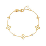 18K Yellow Gold Principessa Diamond Flower Station Bracelet