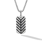 Chevron Tag in Sterling Silver with Malachite, 27mm