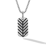 Chevron Tag in Sterling Silver with Malachite, 27mm