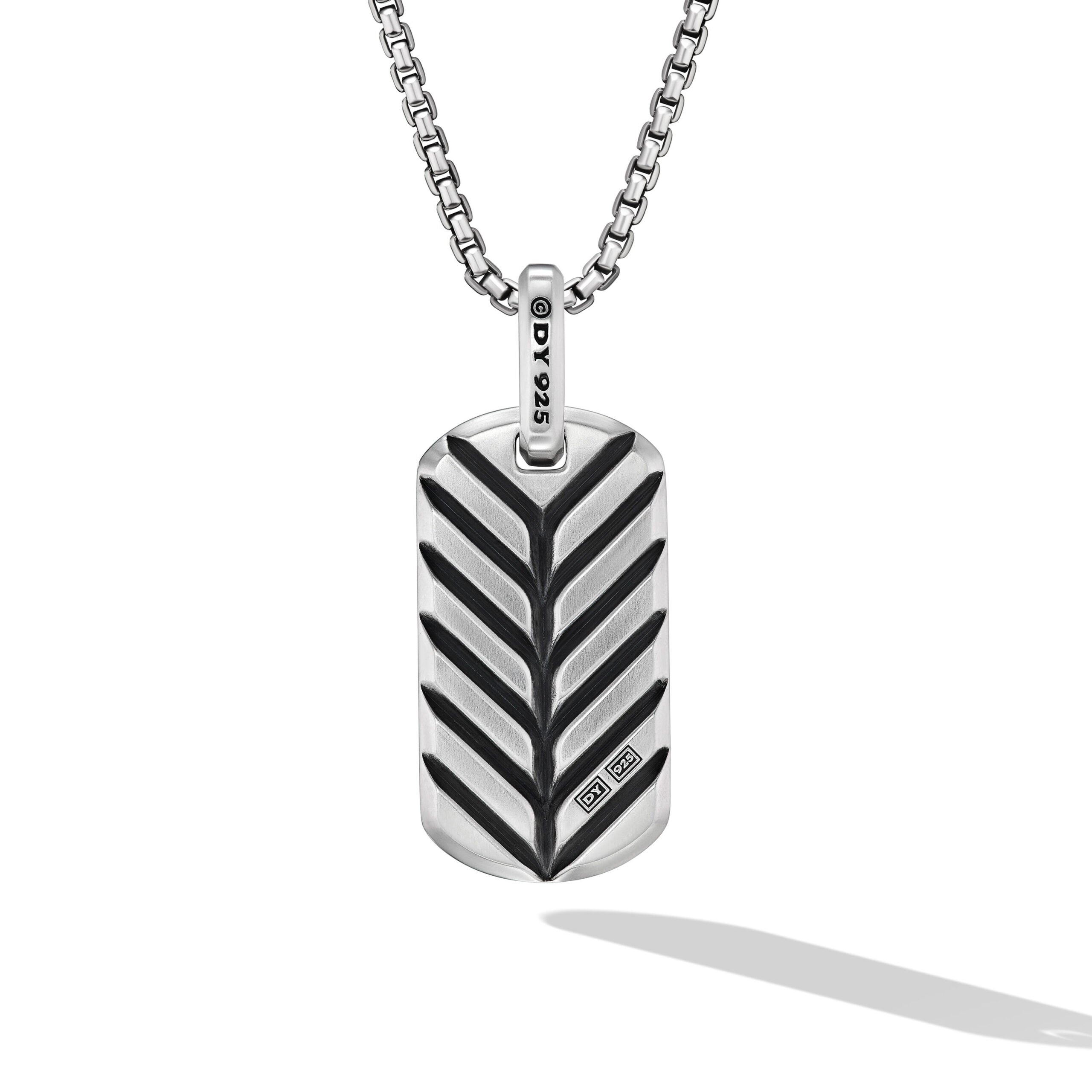 Chevron Tag in Sterling Silver with Malachite, 27mm