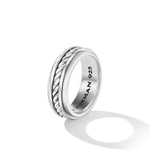Cable Inset Band Ring in Sterling Silver, 8mm