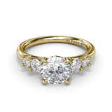 18K Yellow Gold Strong and Striking Diamond Semi-Mount Engagement Ring