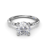 18K White Gold Milgrain Knife-Edge Round Diamond Semi-Mount Engagement Ring