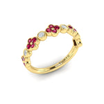 Vloria Ruby Bloom Diamond Band in 18K Yellow Gold
