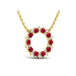 Adella Diamond & Ruby Open Starburst Circle Pendant Necklace in 18K Yellow Gold
