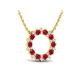 Adella Diamond and Ruby Open Starburst Circle Pendant Necklace in 18K Yellow Gold